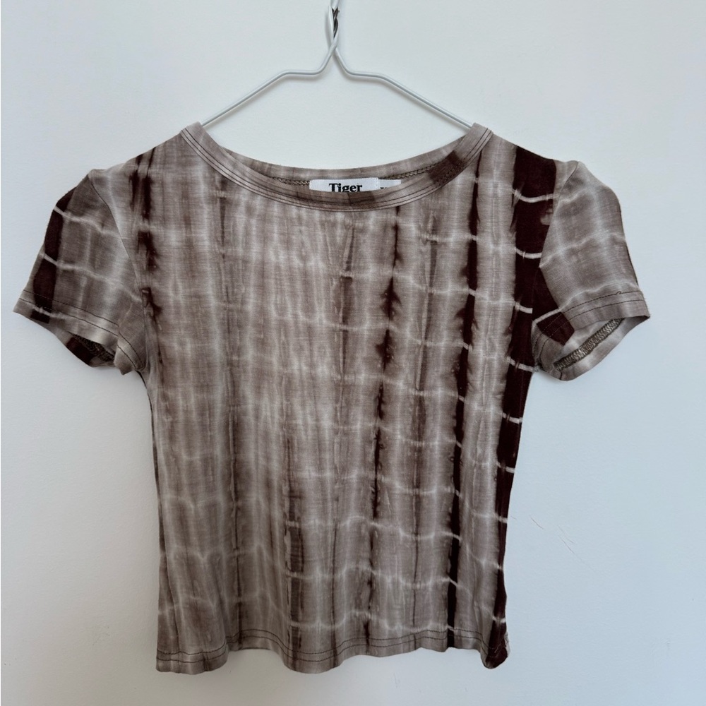 Tiger Mist Brown Tie-Dye Short Sleeve Baby Tee